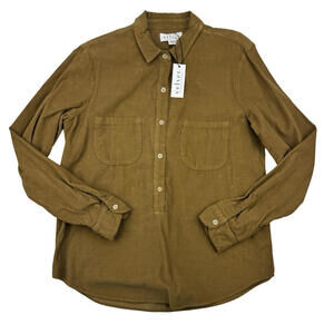 Velvet by Graham & Spencer Corduroy Button Down Shirt Blouse Brown Size M